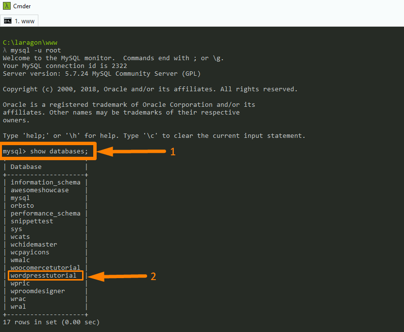 Подключение MySQL к командной строке базы данных — 3