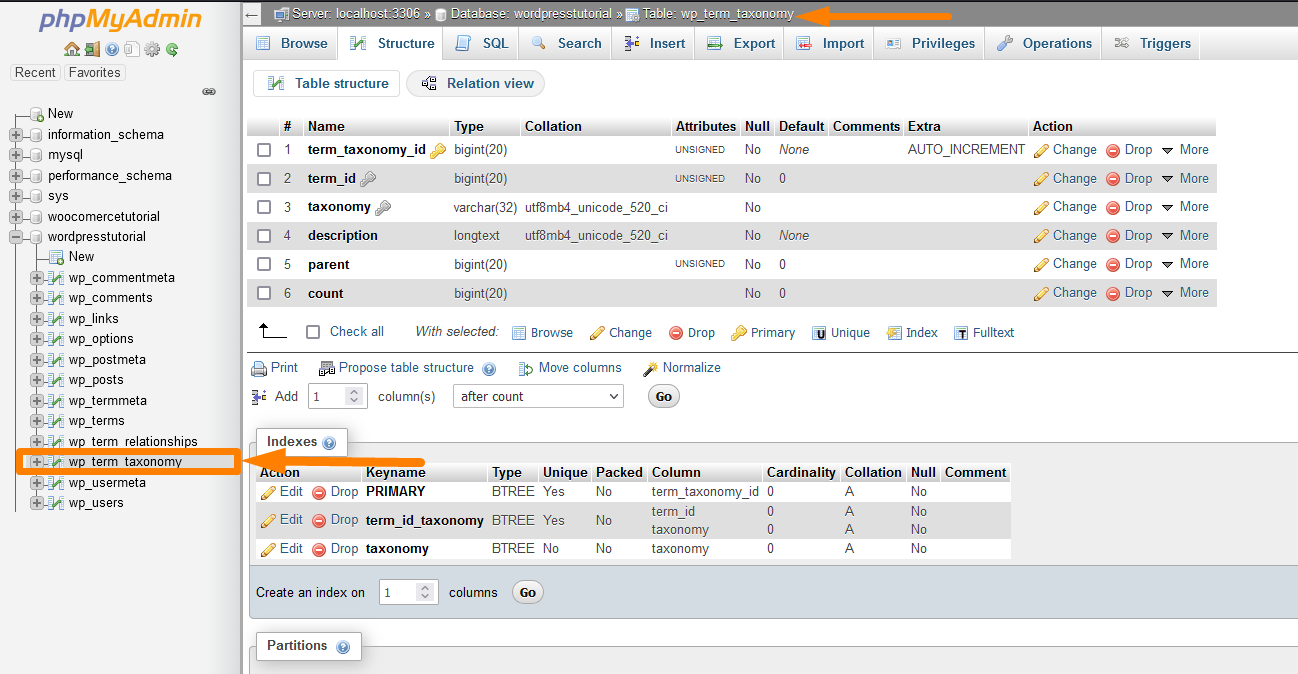 wp_term_taxonomy WordPress 데이터베이스 테이블