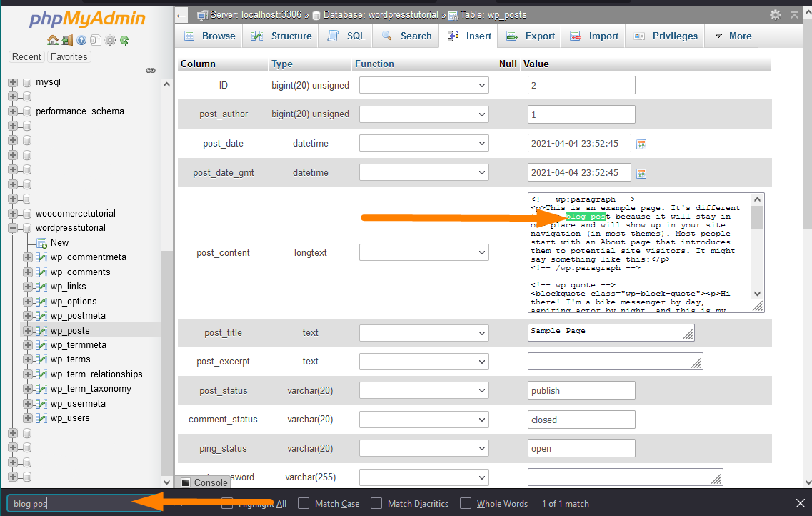 Find and Replace Text WordPress Database -1