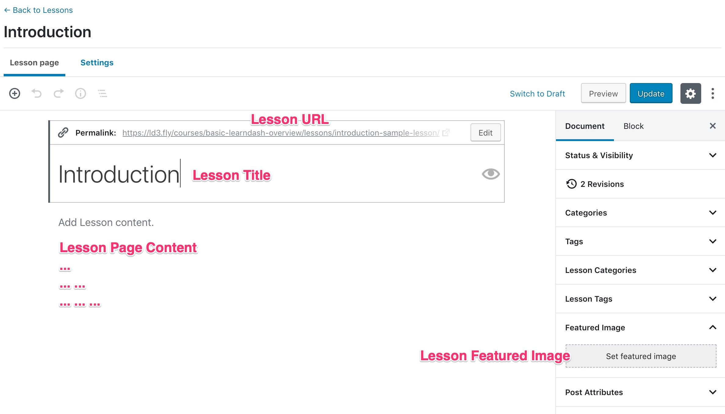 หน้าบทเรียนของ LearnDash