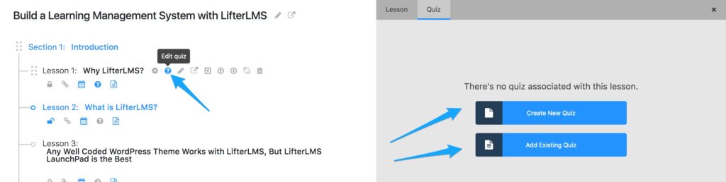 Quiz Builder în LifterLMS