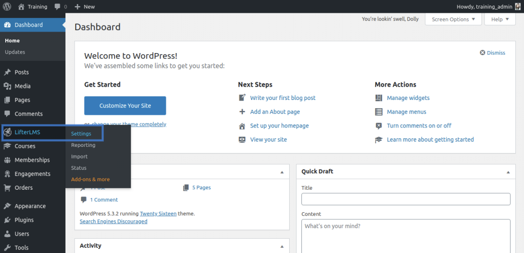 Configuración de LifterLMS