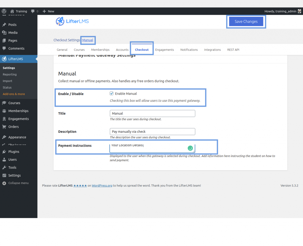 在 LifterLMS 中设置人工付款