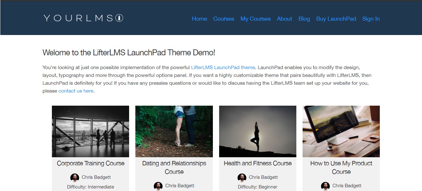 Tema di LaunchPad di LifterLMS