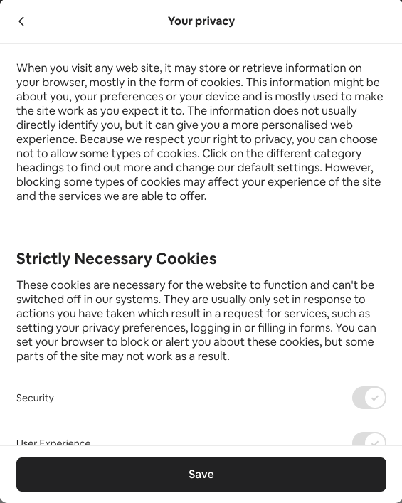 Настройки конфиденциальности баннера согласия на использование файлов cookie