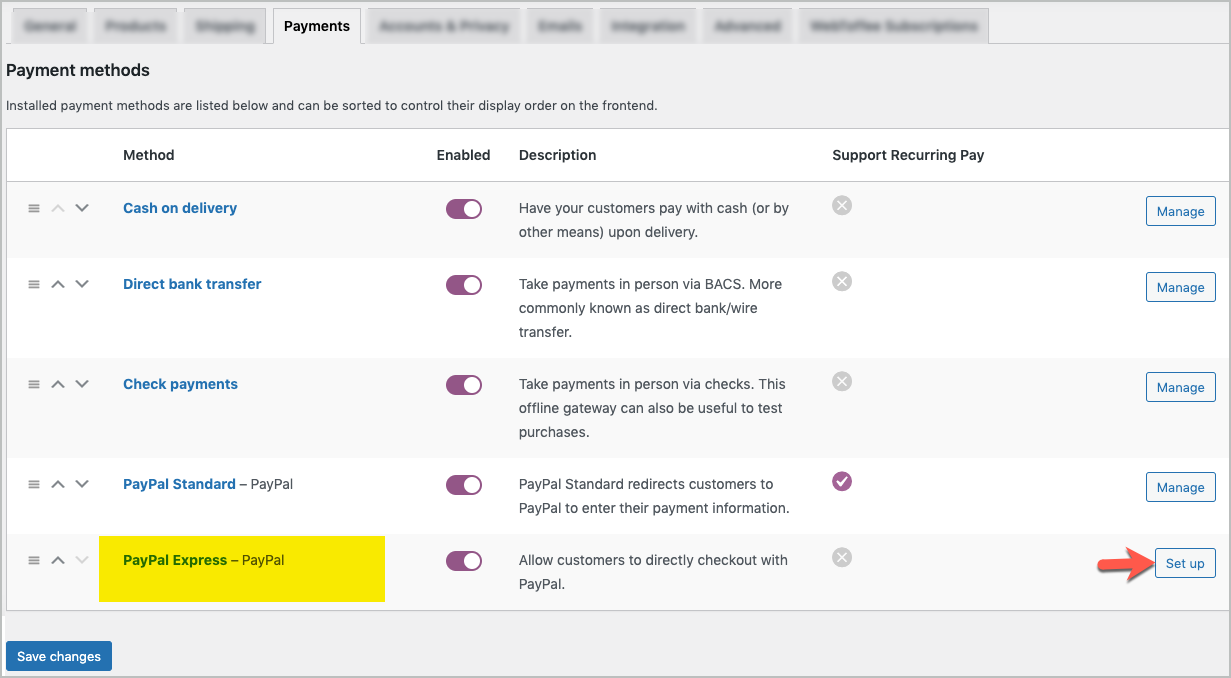 configuration-PayPal Express