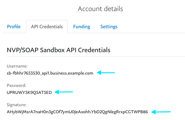 acreditările API sandbox