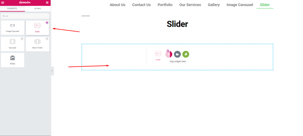 Adding Slider widget