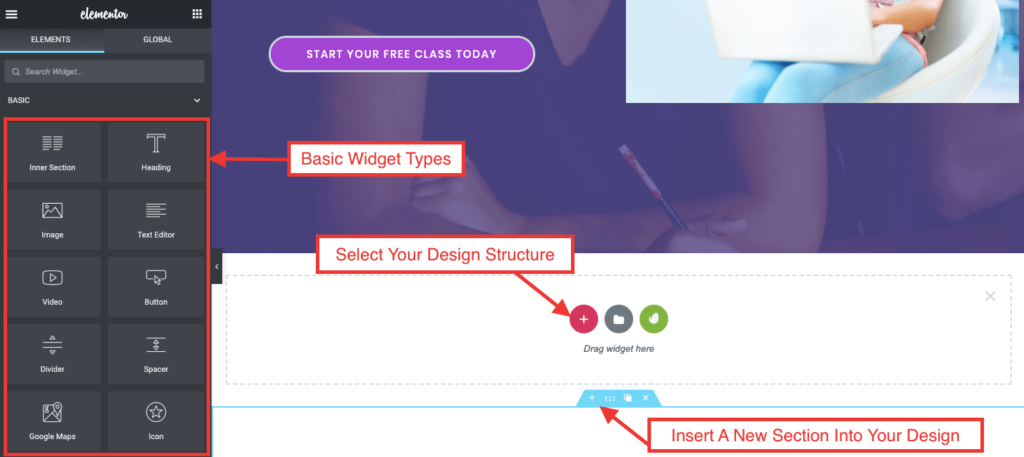 Drag and drop your required block type and customize your design