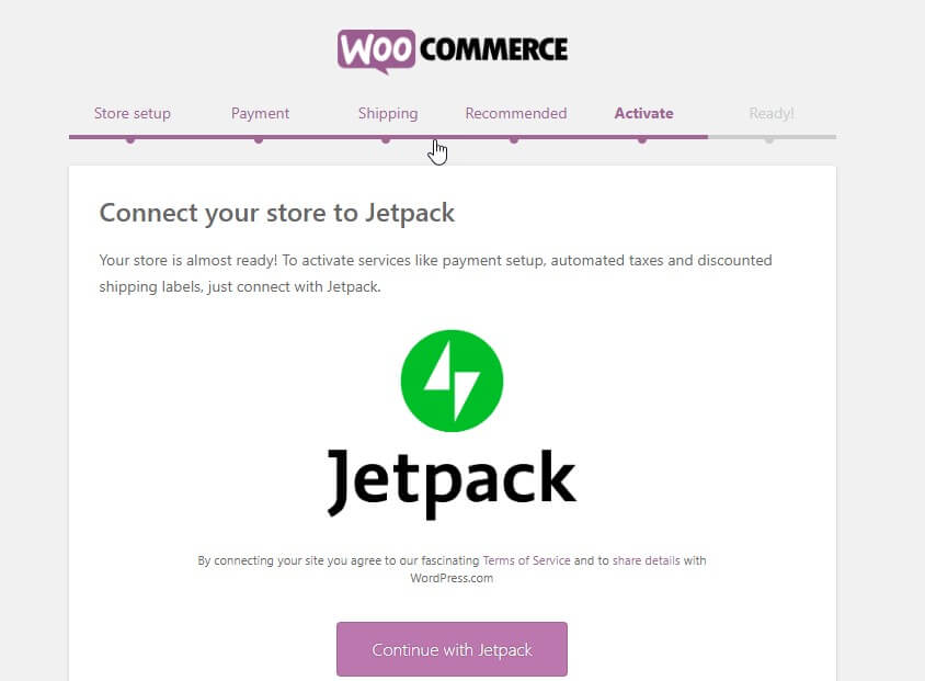 Install WooCommerce with jetpack