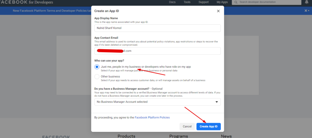 Create App ID