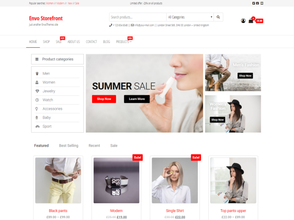 Envo Storefront best free theme for WooCommerce business 