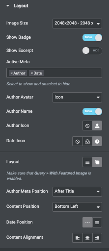 Layout Elementor post carousel