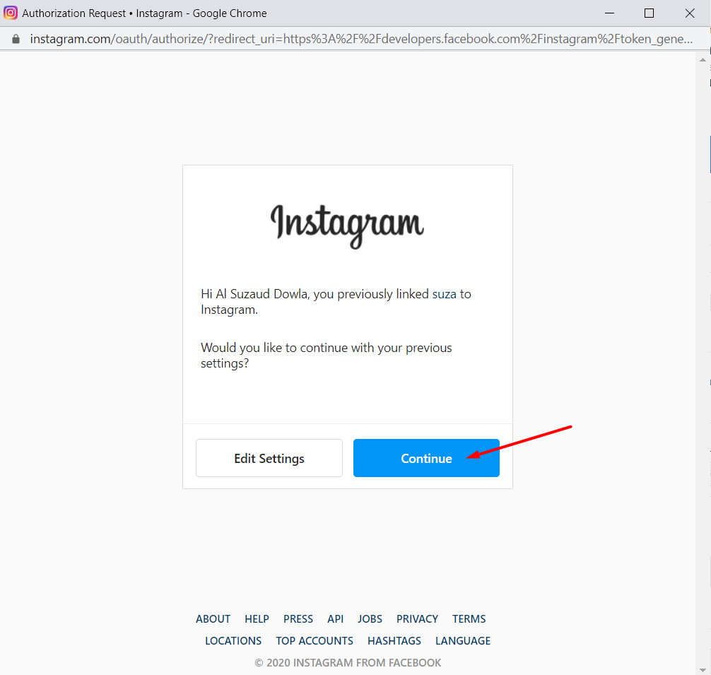 Instagram access token