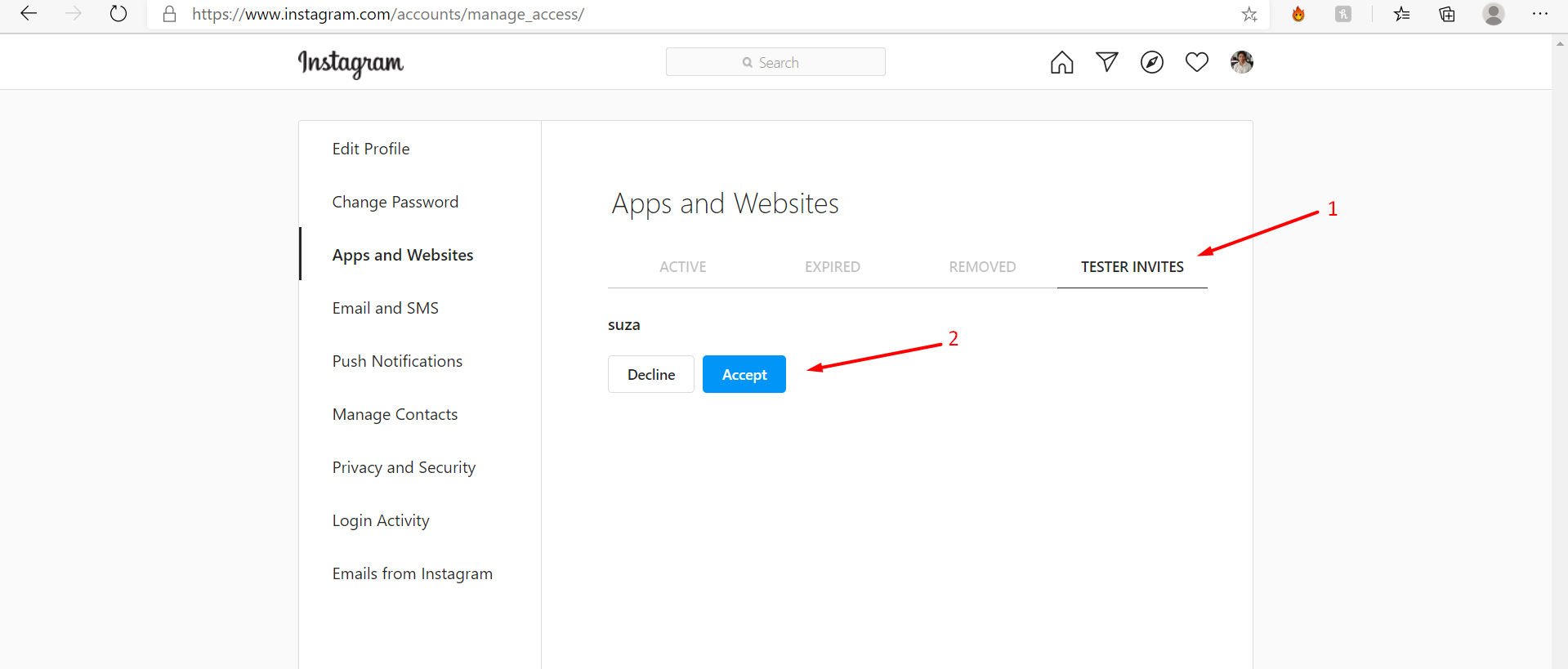 Instagram access token