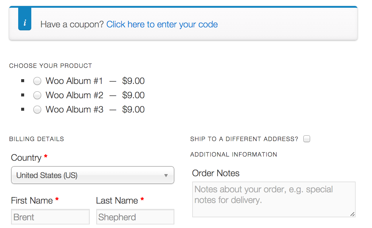 One Page Checkout ใช้งานจริงพร้อมข้อมูลสาธิตบางส่วน