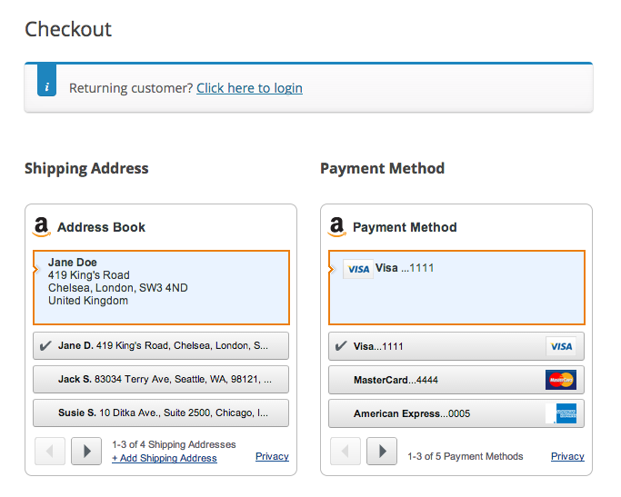 ตัวอย่างหนึ่งของตัวเลือกการชำระเงินฟรี Amazon