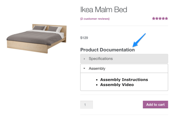 WooCommerce 产品文档使您能够在产品简短描述下方添加和显示文档