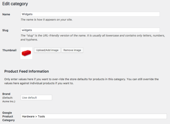 Dopo aver abilitato un campo nelle impostazioni del plug-in, vedrai un campo di immissione dati rispetto al prodotto WooCommerce in cui puoi fornire un valore per quel campo che si applicherà a tutti i prodotti all'interno di quella categoria.