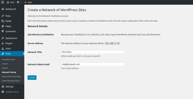 Creazione di una rete di siti WordPress in WP Admin