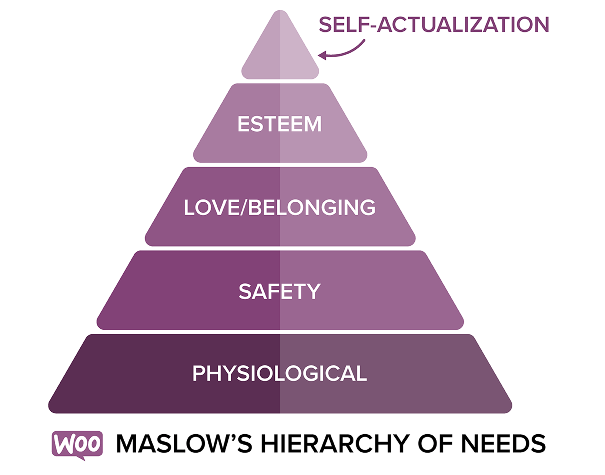 Jerarquía de necesidades de Maslow, que describe las necesidades de sus clientes.