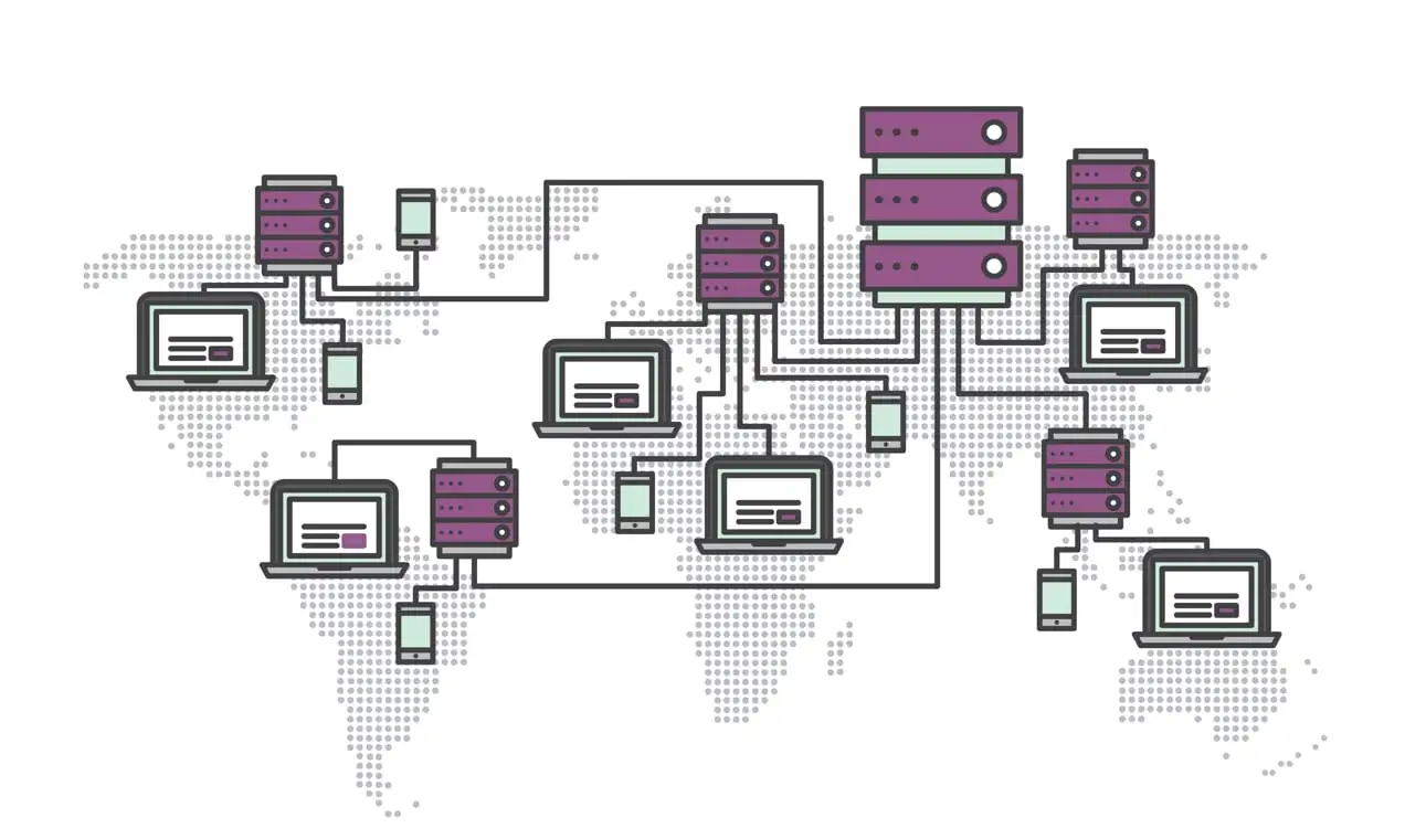 Illustration, die zeigt, wie ein CDN funktioniert.