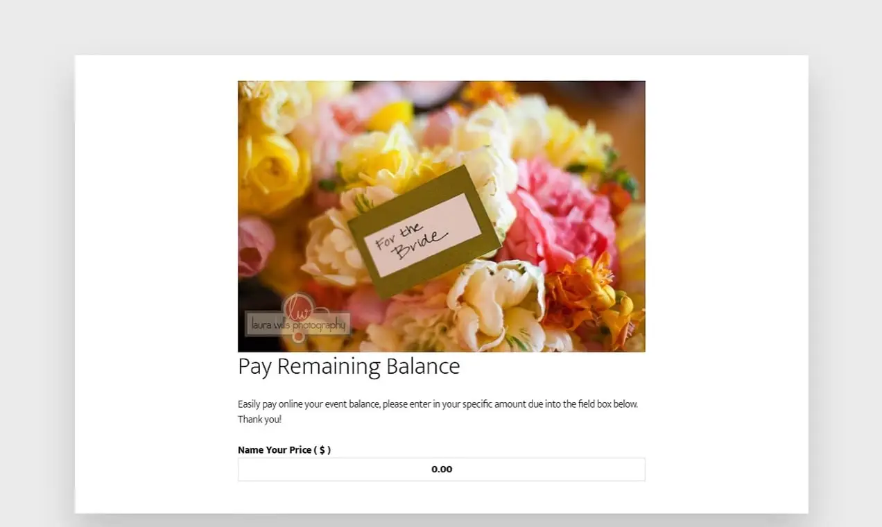 screenshot Name Your Price yang digunakan untuk membayar tagihan di situs Poppy Floral