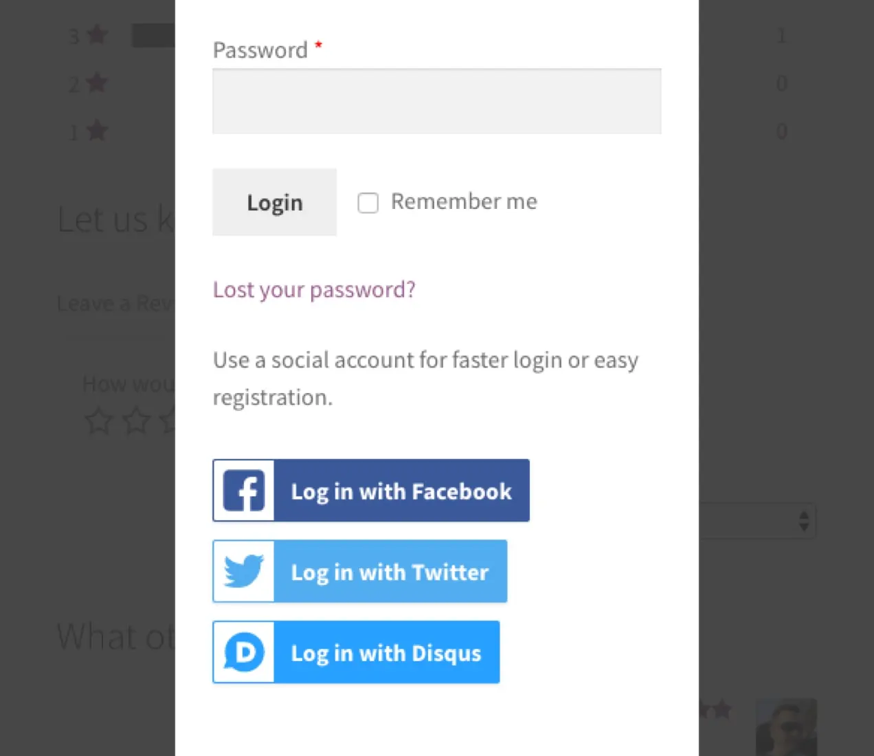 Prompt login Sosial WooCommerce di halaman login pelanggan