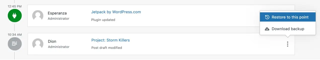 восстановите свой веб-сайт до точки по вашему выбору с помощью Jetpack Backup