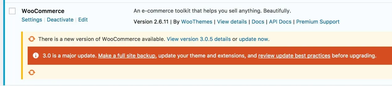 仪表板中的 WooCommerce 更新