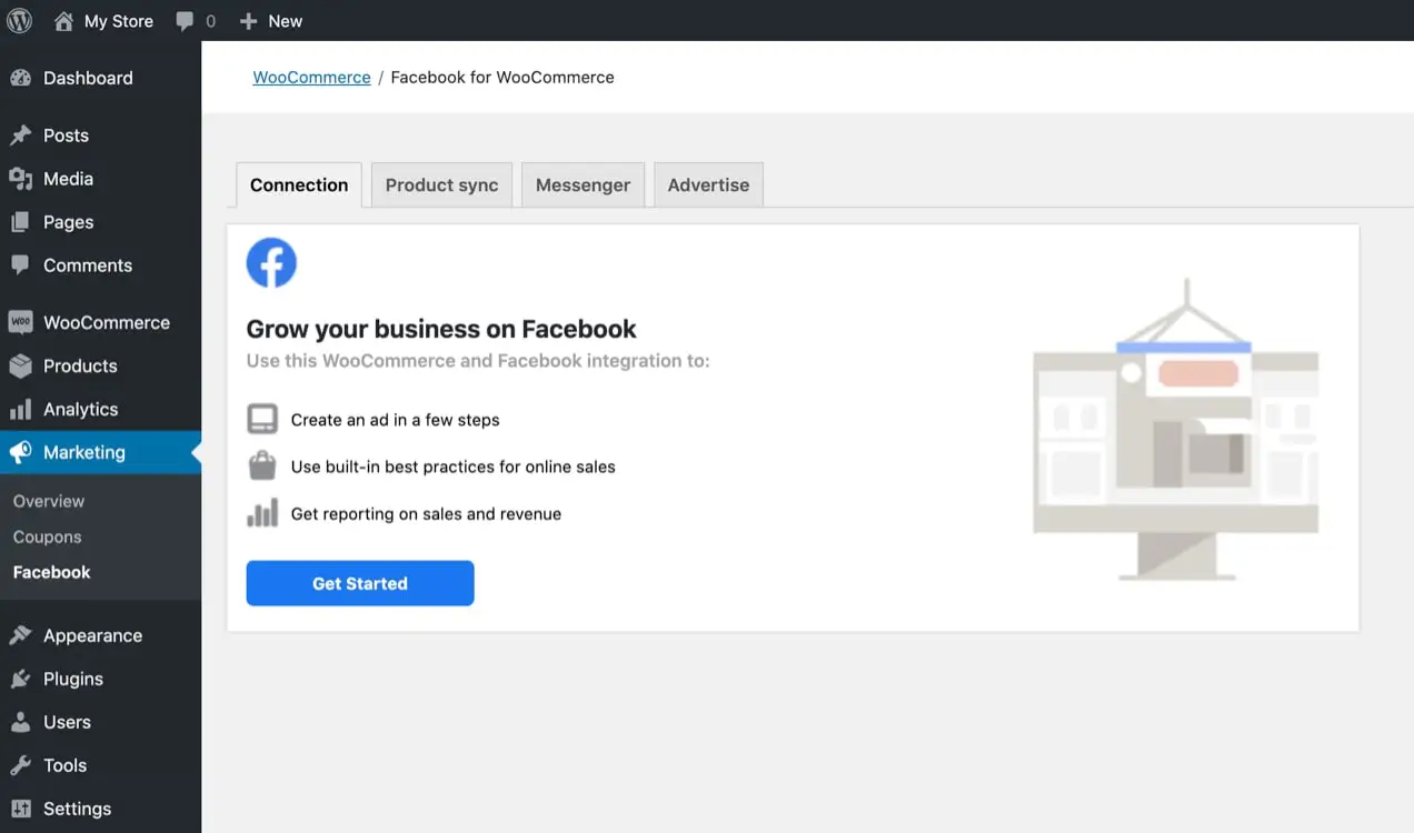 configurar la extensión de Facebook para WooCommerce