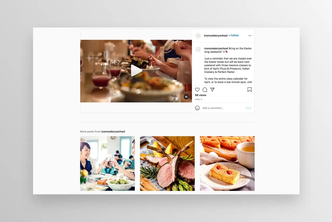 İlgi çekici bir video gösteren Icon Cookery School'un Instagram sayfası