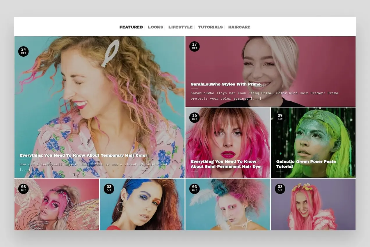 Blog Good Dye Young com uma grade de fotos atraentes