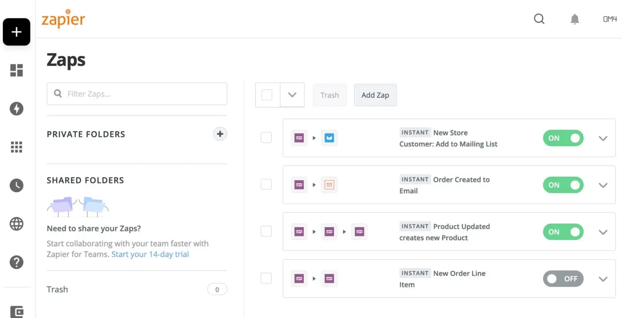 Integrari Zapier configurate pentru un magazin WooCommerce