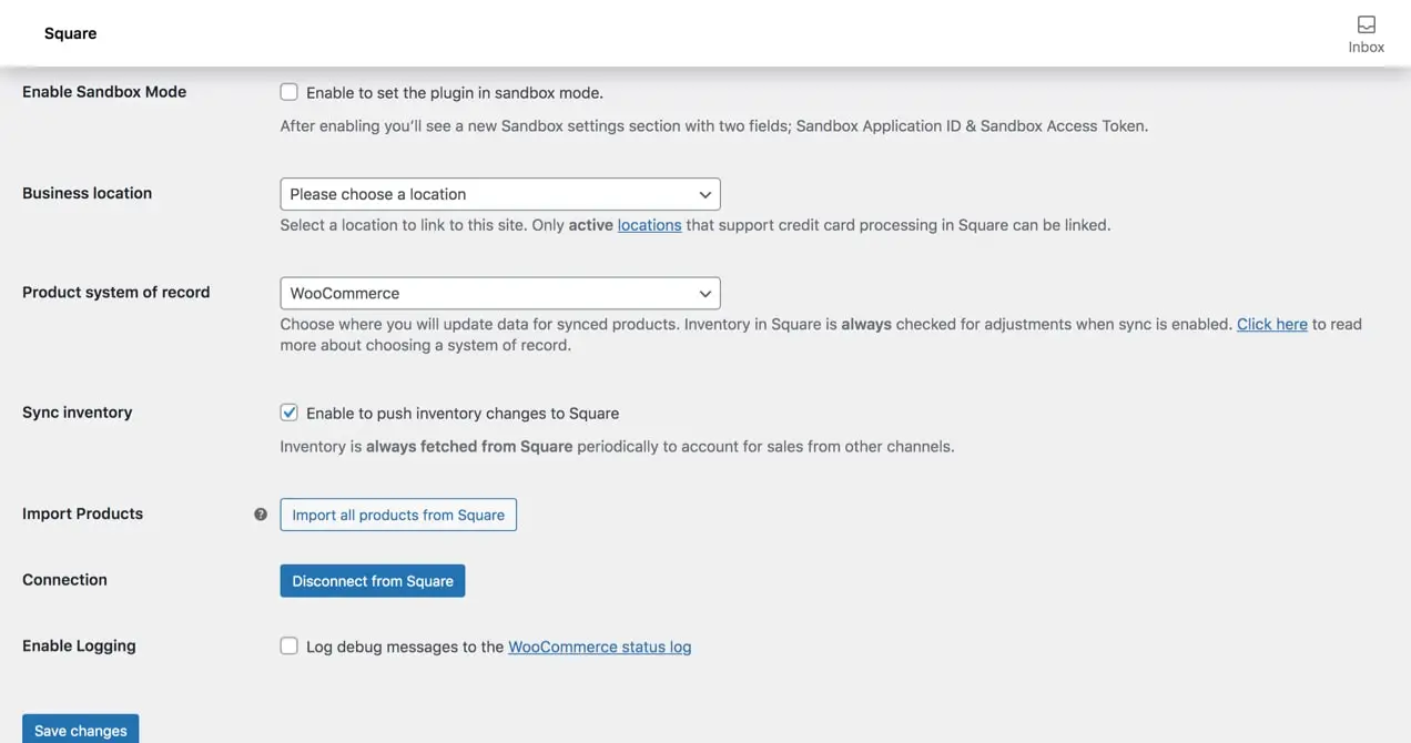 Configuración de conexión cuadrada