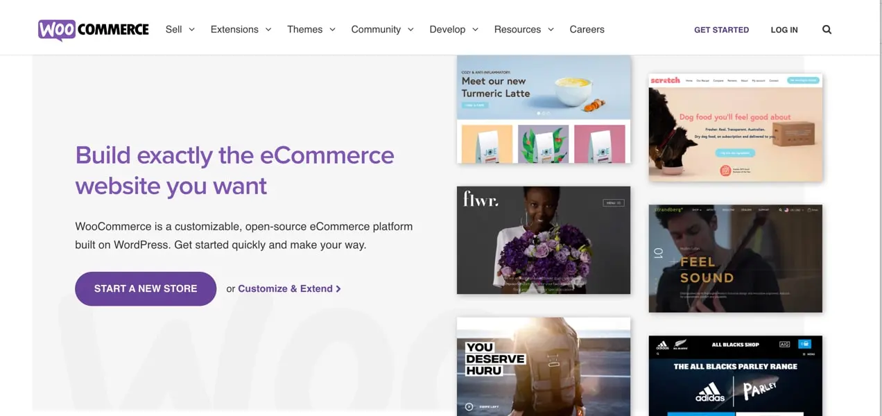 หน้าแรกของ WooCommerce พร้อมตัวอย่างร้านค้า