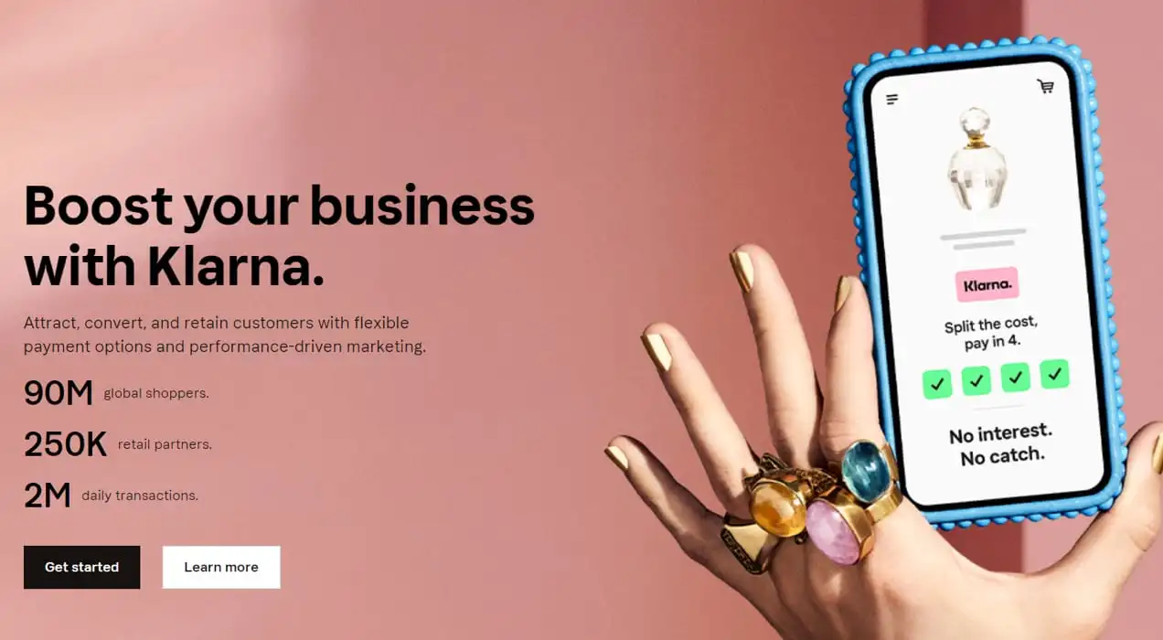 Klarna ใช้บนโทรศัพท์มือถือข้างคำอธิบายข้อความ