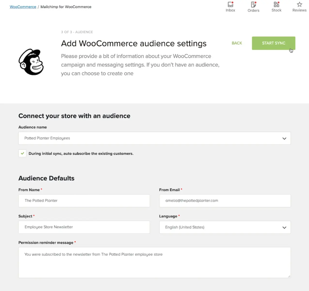 adăugarea unui public WooCommerce la Mailchimp