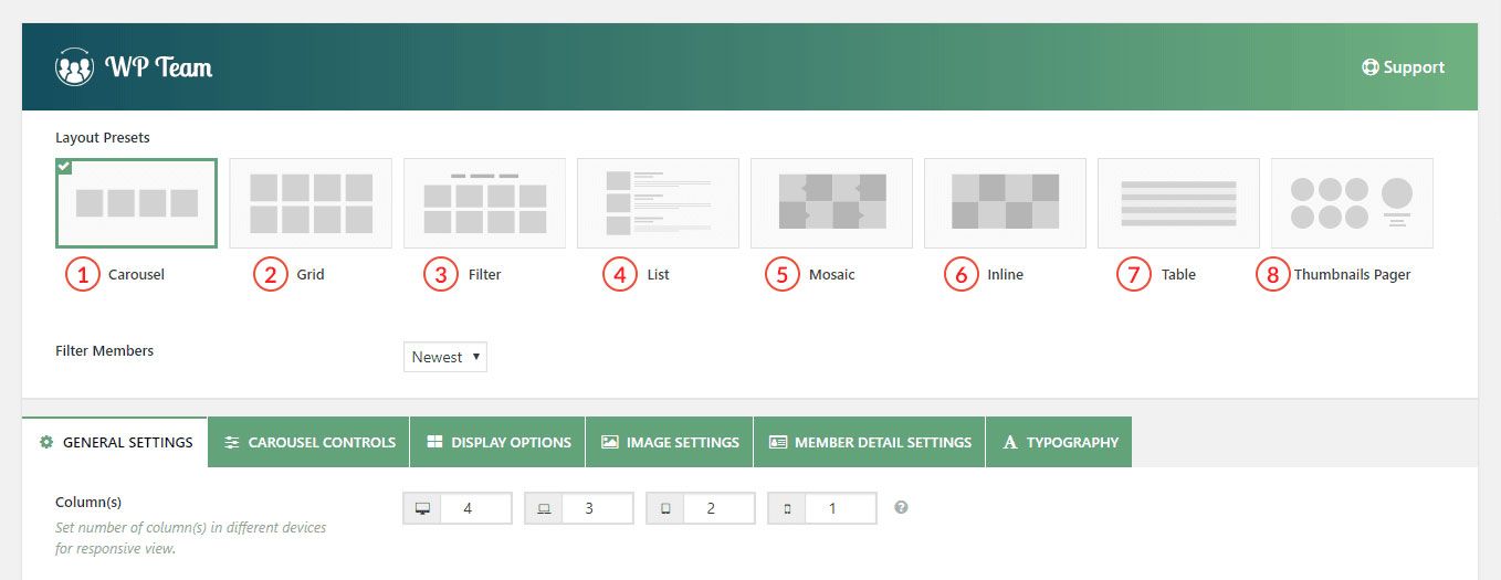 Ajustes preestablecidos de diseño de equipo