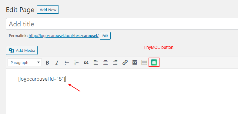 Shortcode sur l'éditeur classique