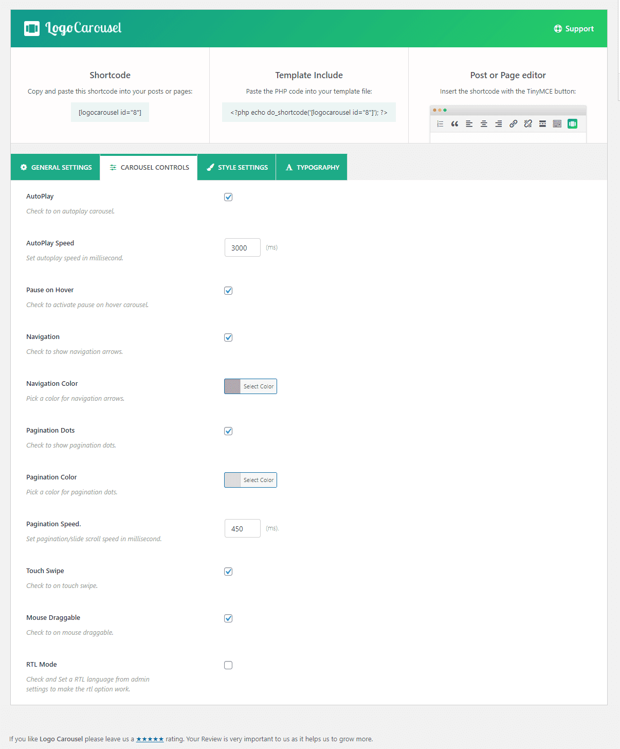 Commandes du carrousel