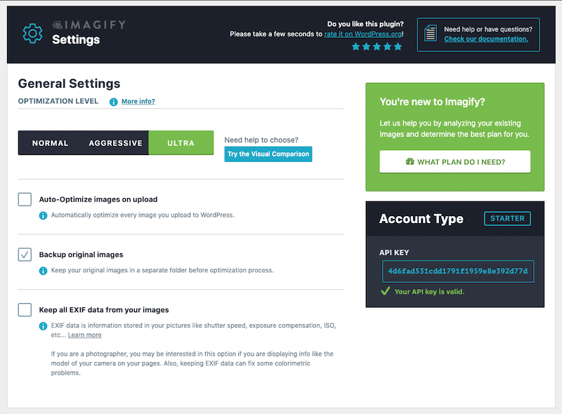 ユーザーフレンドリーなインターフェース-出典：Imagify Dashboard