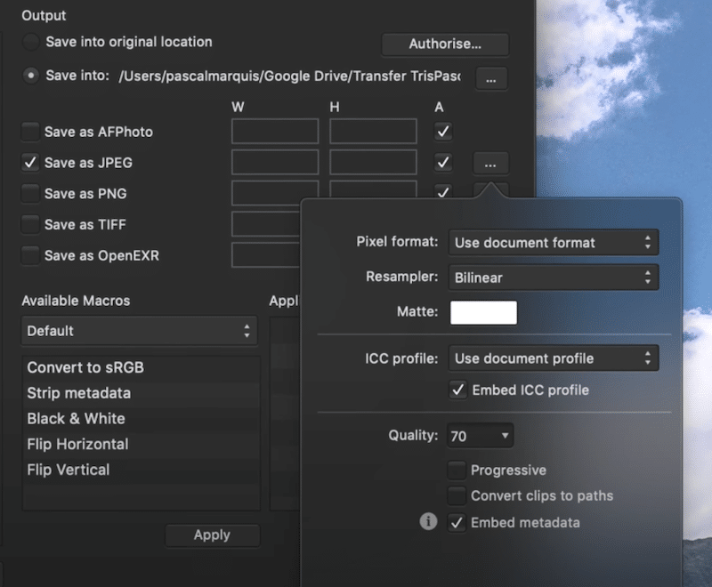 Compression et réduction des images (qualité à 70)