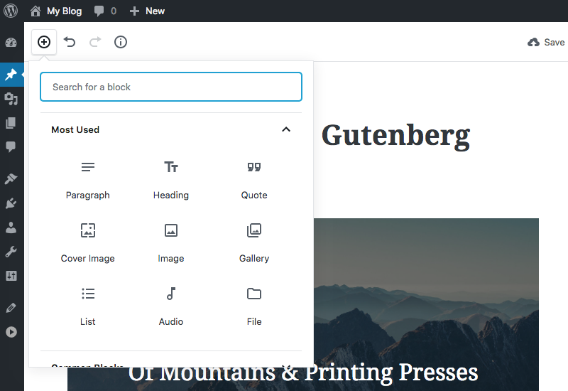 Gutenberg Editöründeki Bloklar