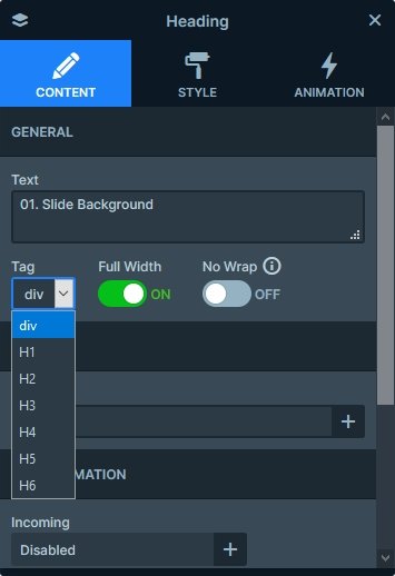 Options de balise au niveau de l'en-tête