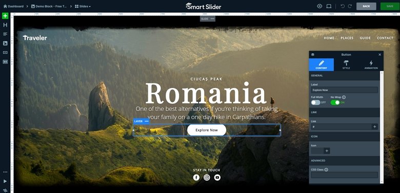 Editor di diapositive in Smart Slider