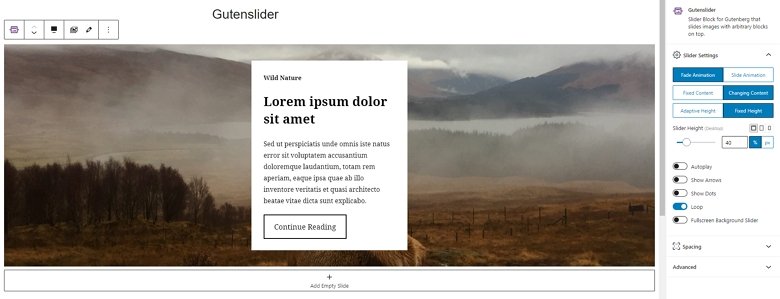 Editarea sliderului în Gutenslider