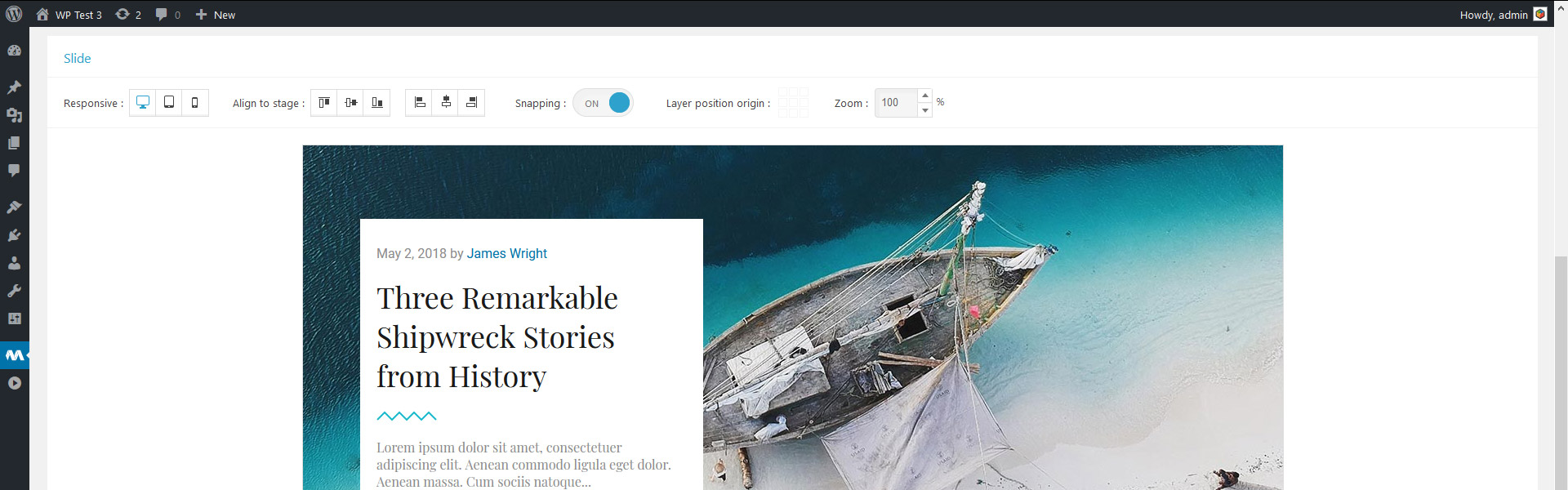 Slide Editor în Master Slider, un plugin pentru slider WordPress