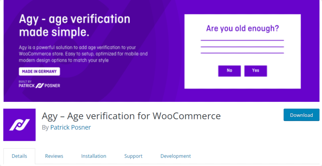 Плагин проверки возраста Agy для WooCommerce