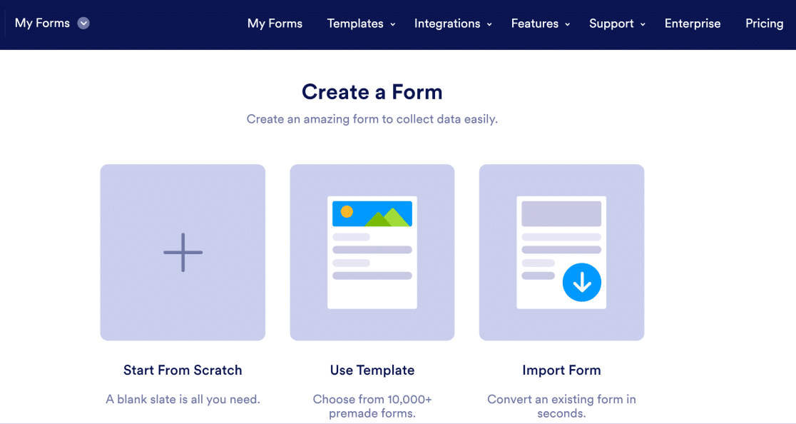 Jotform creează un formular nou